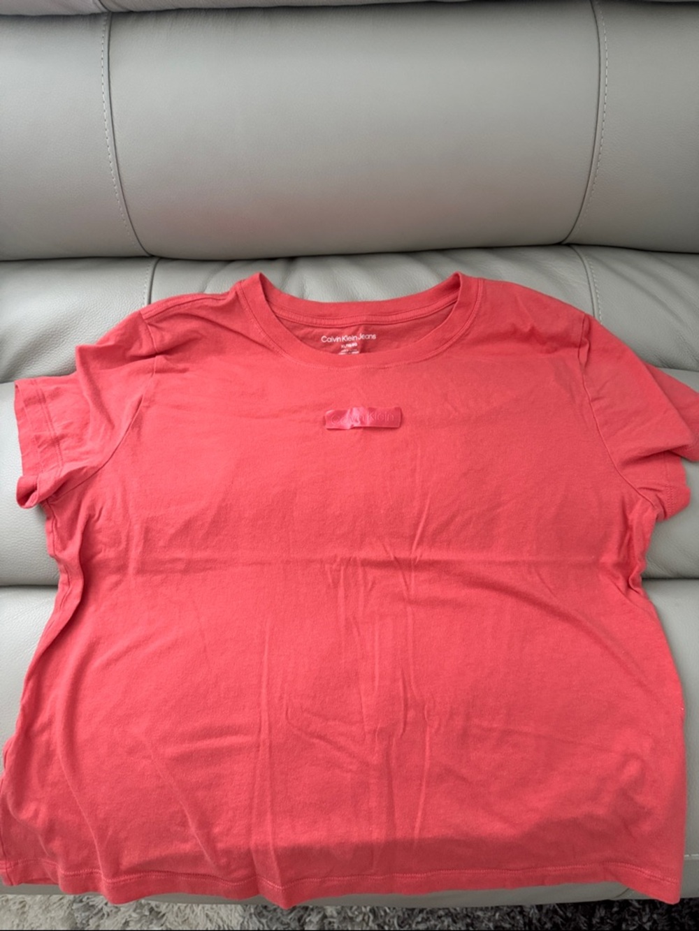 Calvin Klein Jeans Coral-Red Crewneck T-Shirt